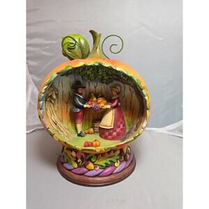 2009 Jim Shore Blessings of the Harvest Pumpkin Diorama Pilgrim Light Up EC